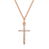 Cubic Zirconia & Rose Goldtone Cross Pendant Necklace