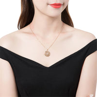 Cubic Zirconia & 18k Gold-Plated Lotus Pendant Necklace