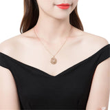 Cubic Zirconia & 18k Gold-Plated Lotus Pendant Necklace