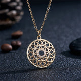 Cubic Zirconia & 18k Gold-Plated Lotus Pendant Necklace
