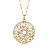 Cubic Zirconia & 18k Gold-Plated Lotus Pendant Necklace