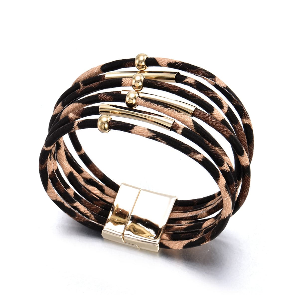 Brown Leopard Multi-Strand Bracelet - streetregion