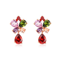 cubic zirconia & 18k Rose Gold-Plated Butterfly Teardrop Earrings - streetregion