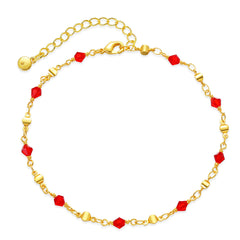 Red Acrylic & 18K Gold-Plated Beaded Station Anklet
