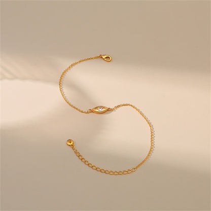 Cubic Zirconia and 18K Gold-Plated Eye Charm Anklet, gold anklet bracelet, vintage-inspired design, lifestyle look