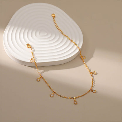 Cubic Zirconia and 18K Gold-Plated Tassel Anklet, gold anklet bracelet, vintage-inspired design, lifestyle look
