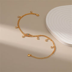 Cubic Zirconia & Resin 18K Gold-Plated Eye Layered Anklet