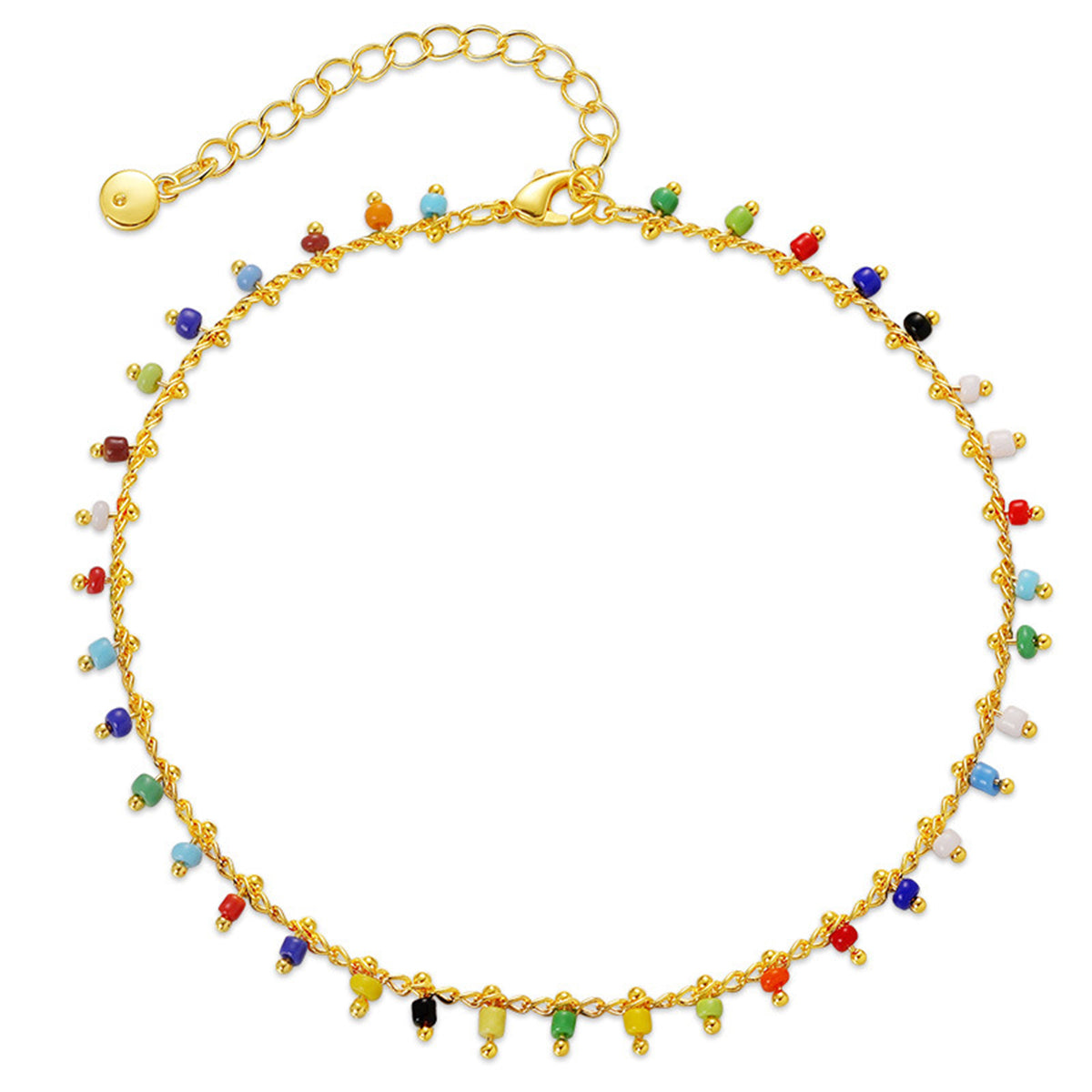 Blue and Red Howlite 18K Gold-Plated Anklet, gold anklet bracelet, everyday style, front view