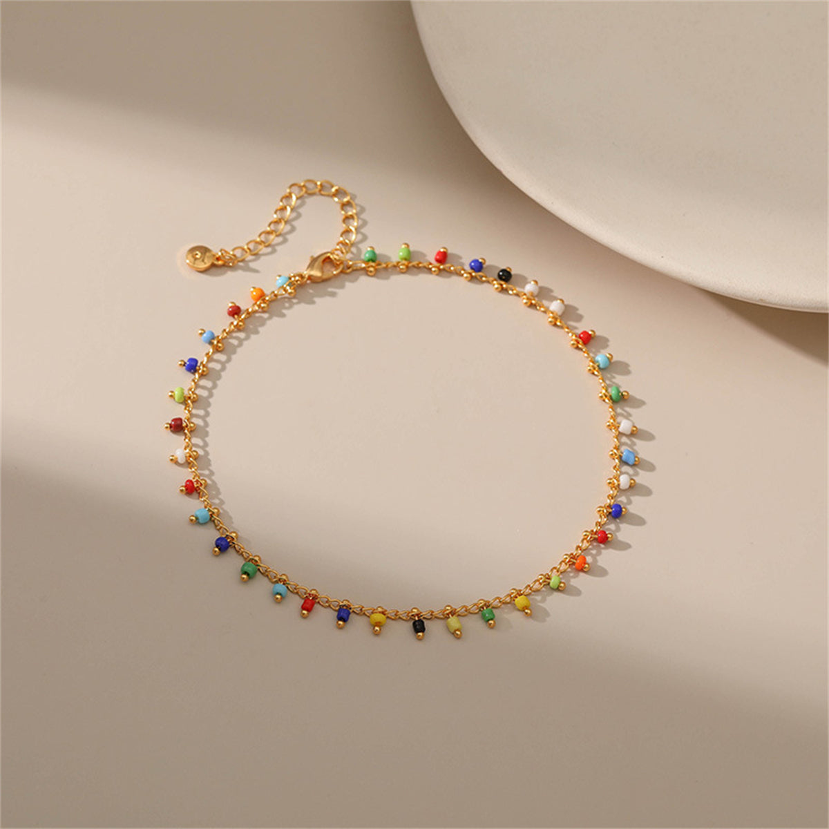 Blue and Red Howlite 18K Gold-Plated Anklet, gold anklet bracelet, everyday style, detail close-up