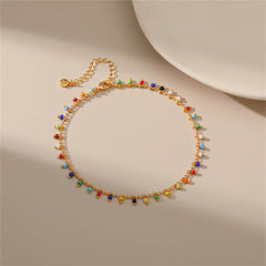 Blue & Red Howlite 18K Gold-Plated Anklet