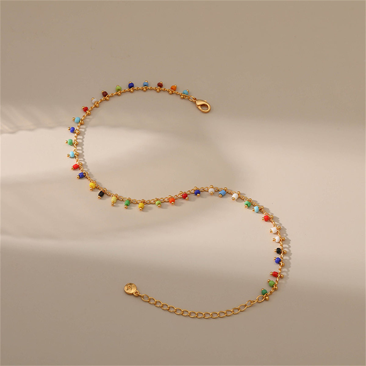 Blue and Red Howlite 18K Gold-Plated Anklet, gold anklet bracelet, everyday style, lifestyle look