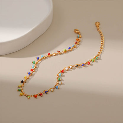 Blue and Red Howlite 18K Gold-Plated Anklet, gold anklet bracelet, everyday style, styled look