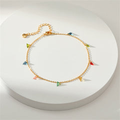 Blue Multicolor Crystal & 18K Gold-Plated Anklet