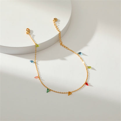Blue Multicolor Crystal and 18K Gold-Plated Anklet, gold anklet bracelet, vintage-inspired design, styled look