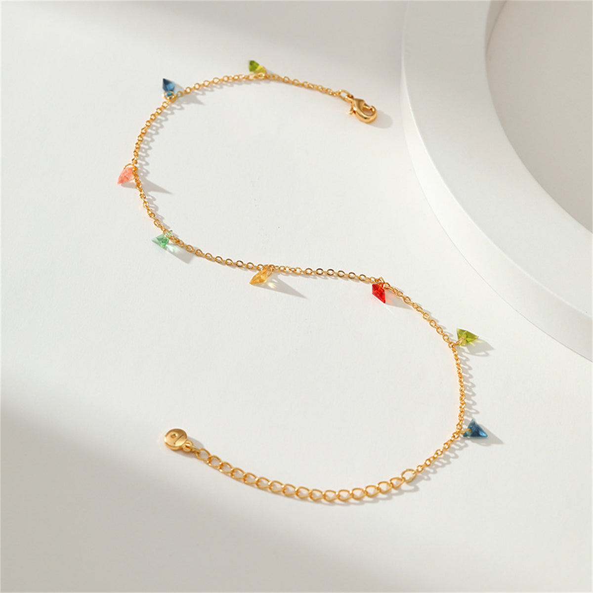 Blue Multicolor Crystal and 18K Gold-Plated Anklet, gold anklet bracelet, vintage-inspired design, lifestyle look