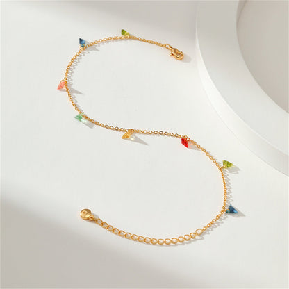Blue Multicolor Crystal and 18K Gold-Plated Anklet, gold anklet bracelet, vintage-inspired design, lifestyle look