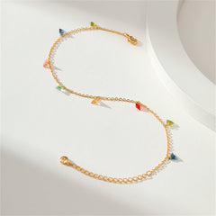 Blue Multicolor Crystal & 18K Gold-Plated Anklet