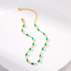 Green Acrylic & 18K Gold-Plated Beaded Anklet