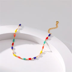 Blue Muliticolor Acrylic & 18K Gold-Plated Beaded Anklet