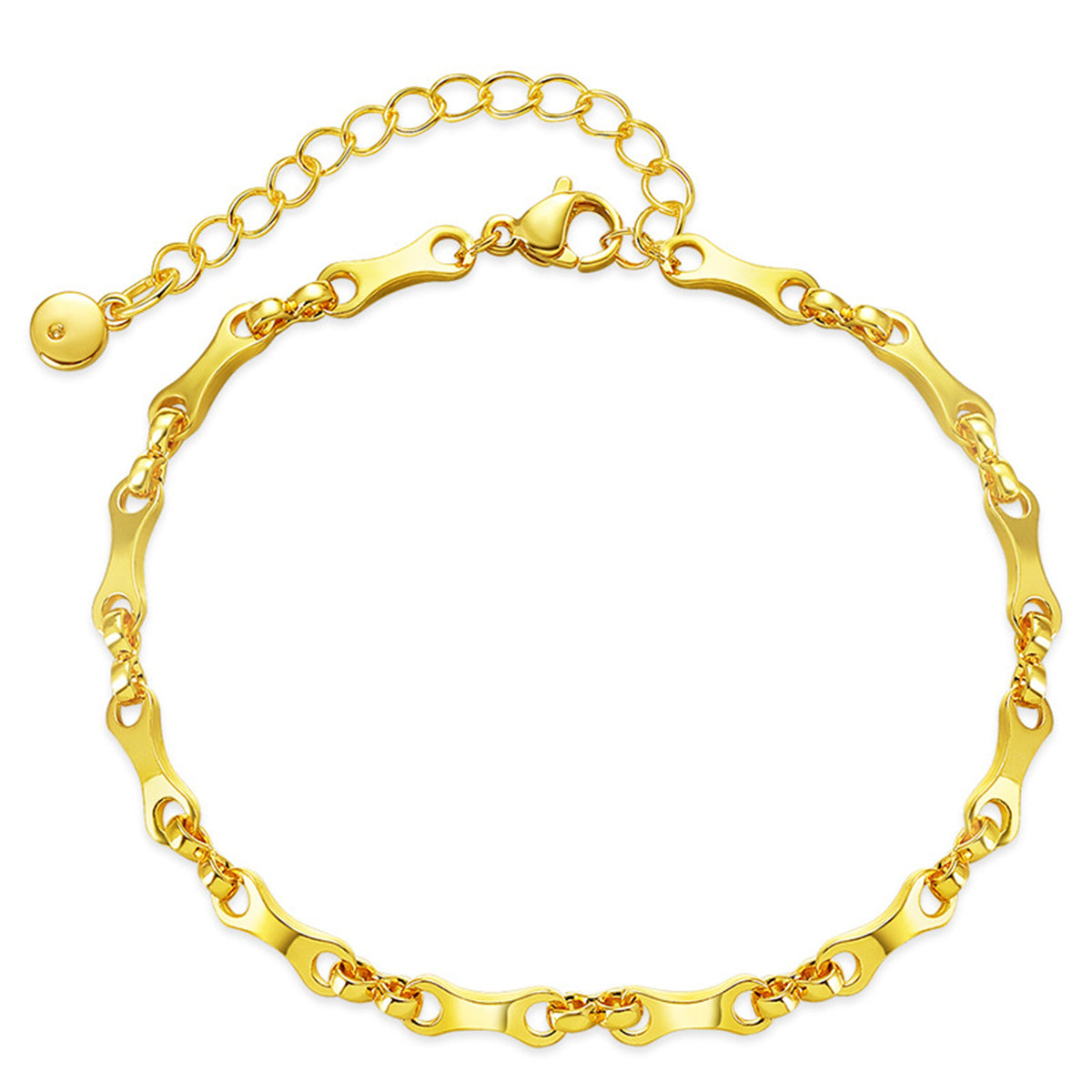 Elegant 18K gold-plated bone chain bracelet featuring a secure clasp, perfect for adding a touch of luxury to any outfit.