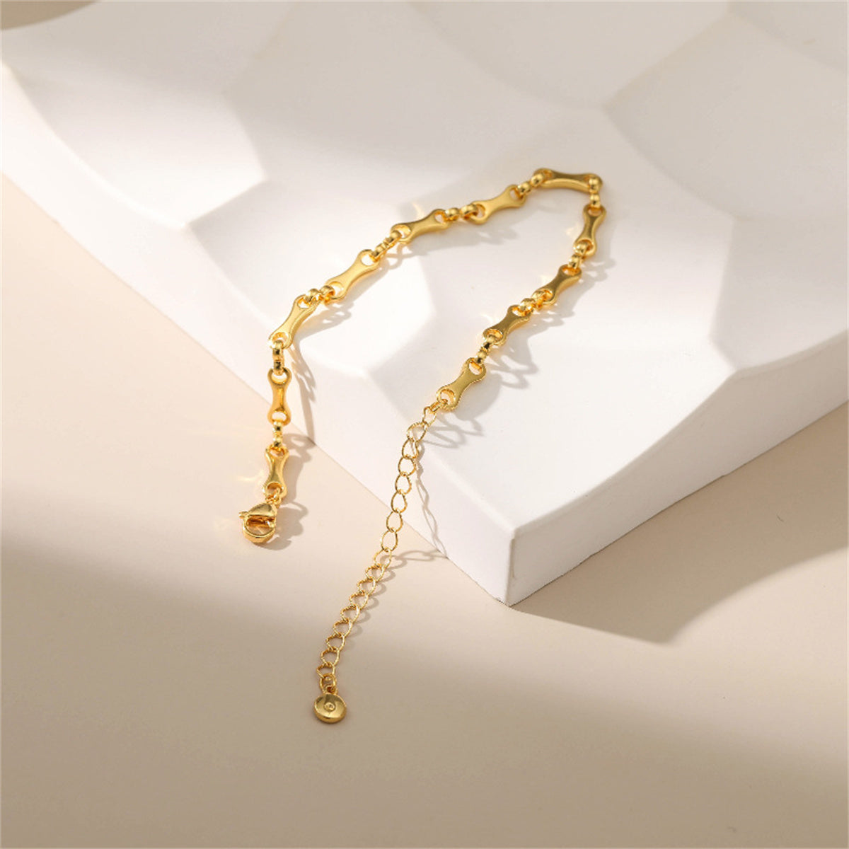 18K Gold-Plated Bone Chain Bracelet, gold bracelet for women, dainty minimalist design, lifestyle look