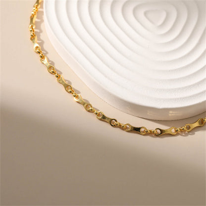 18K Gold-Plated Bone Chain Bracelet, gold bracelet for women, dainty minimalist design, side view