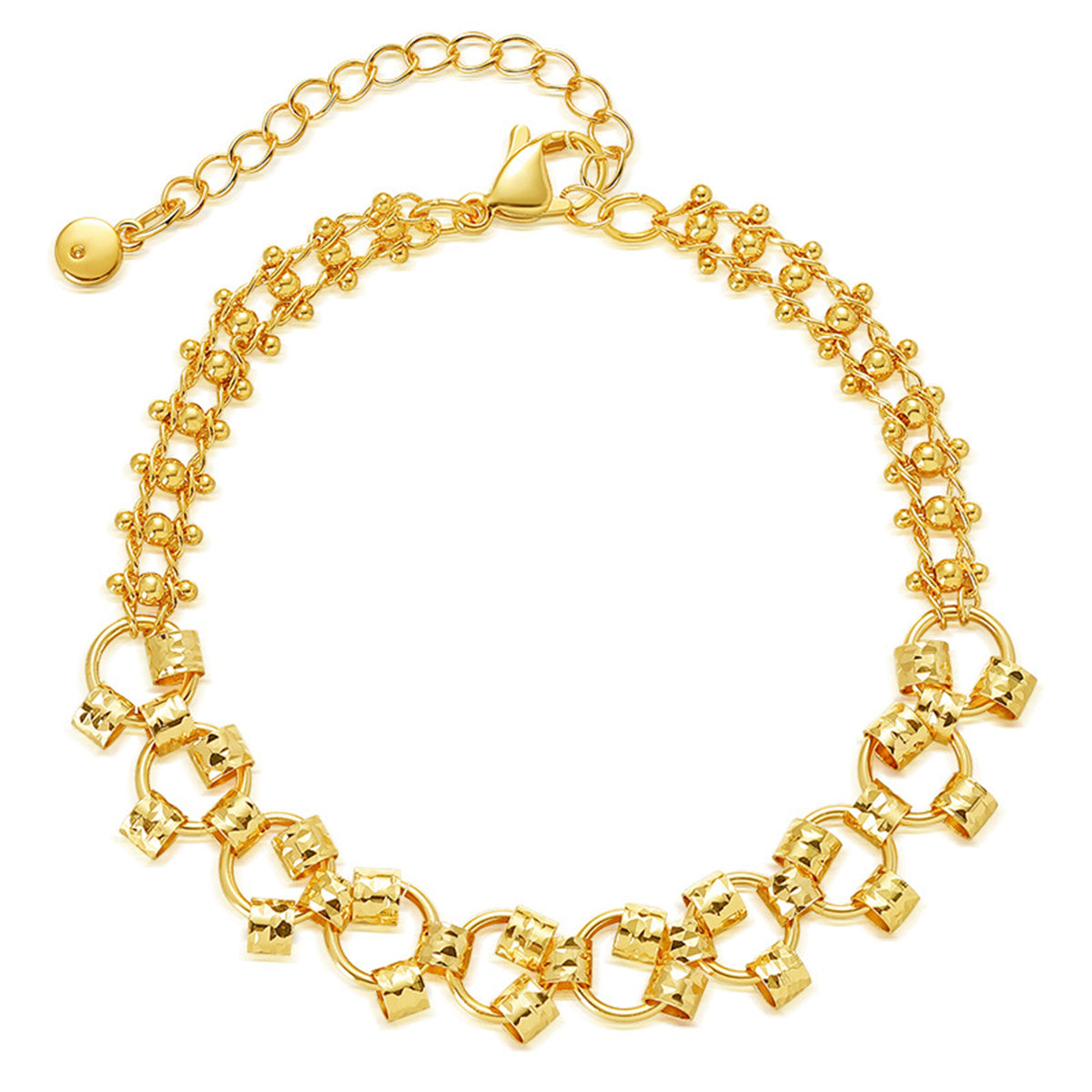 18K Gold-Plated Rail Bracelet, gold bracelet for women, elegant gift for her, front view