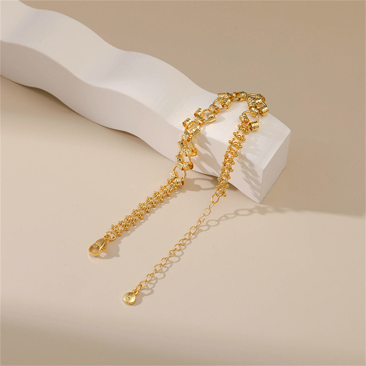 18K Gold-Plated Rail Bracelet, gold bracelet for women, elegant gift for her, lifestyle look