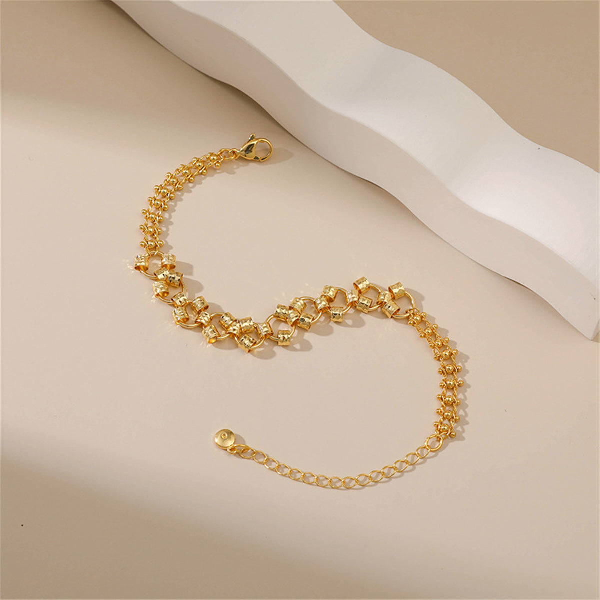 18K Gold-Plated Rail Bracelet, gold bracelet for women, elegant gift for her, side view