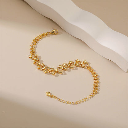 18K Gold-Plated Rail Bracelet, gold bracelet for women, elegant gift for her, side view
