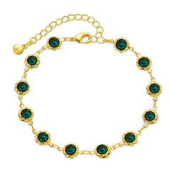 Green Crystal & 18K Gold-Plated Round Station Bracelet