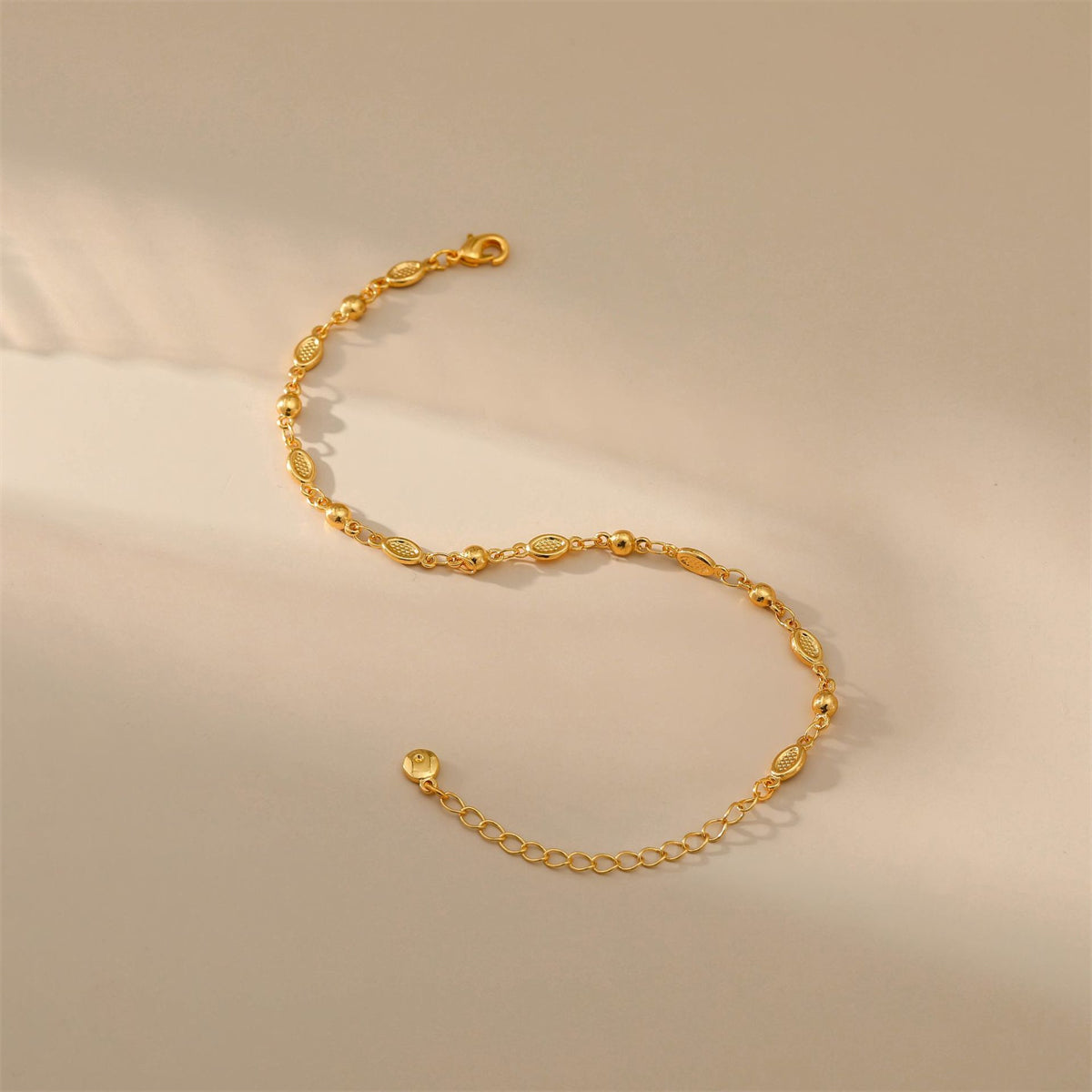 18K Gold-Plated Pear Station Bracelet, gold bracelet for women, vintage-inspired design, lifestyle look