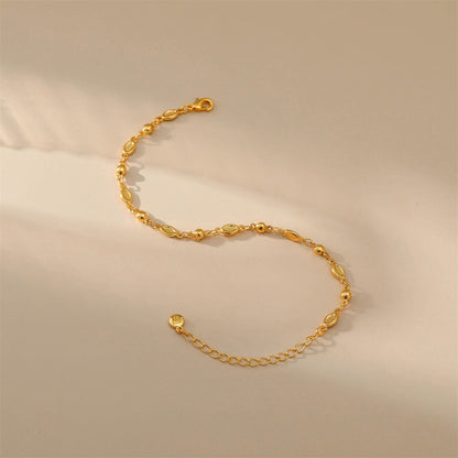 18K Gold-Plated Pear Station Bracelet, gold bracelet for women, vintage-inspired design, lifestyle look