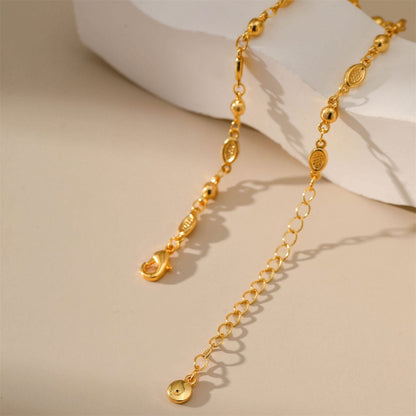 18K Gold-Plated Pear Station Bracelet, gold bracelet for women, vintage-inspired design, styled look