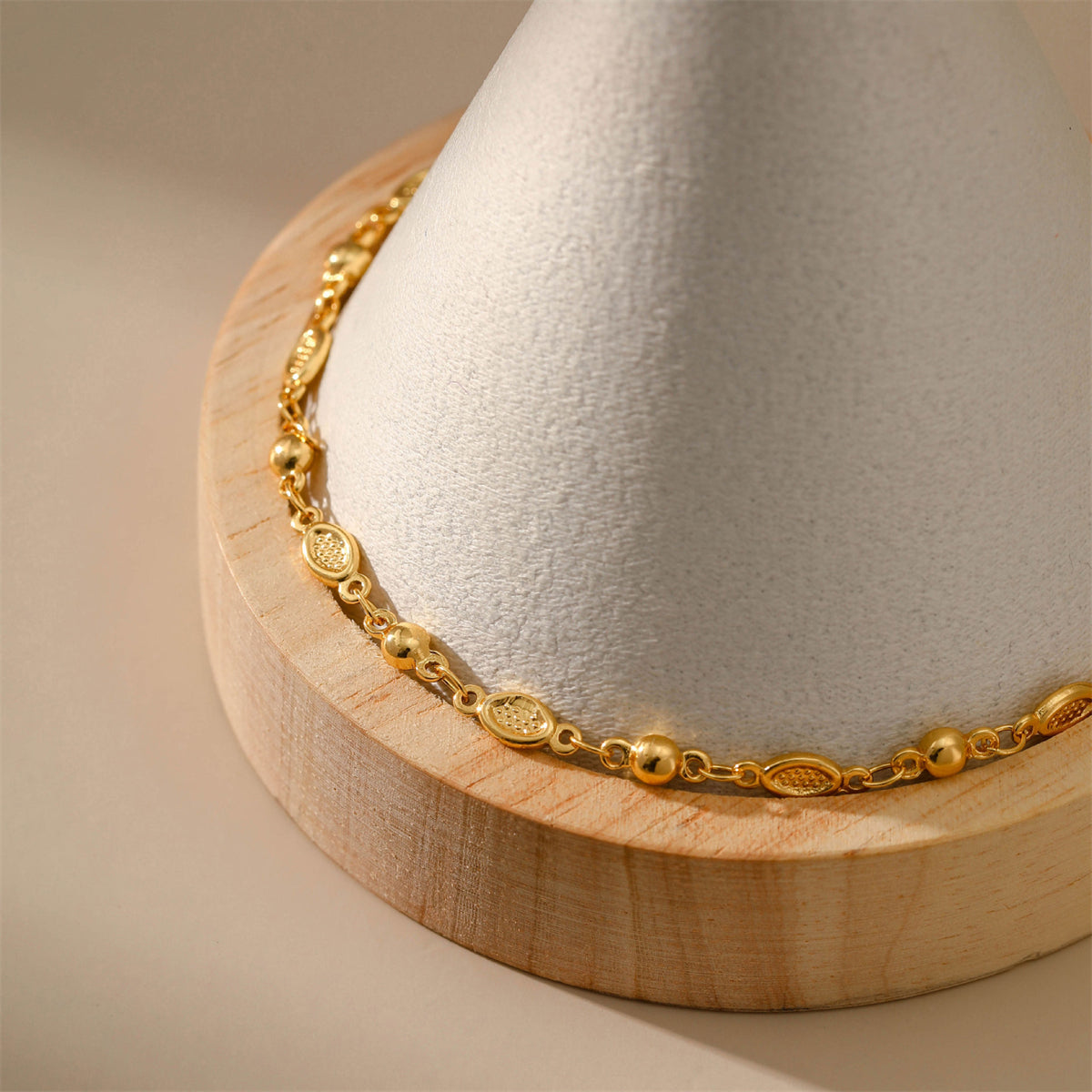18K Gold-Plated Pear Station Bracelet, gold bracelet for women, vintage-inspired design, side view