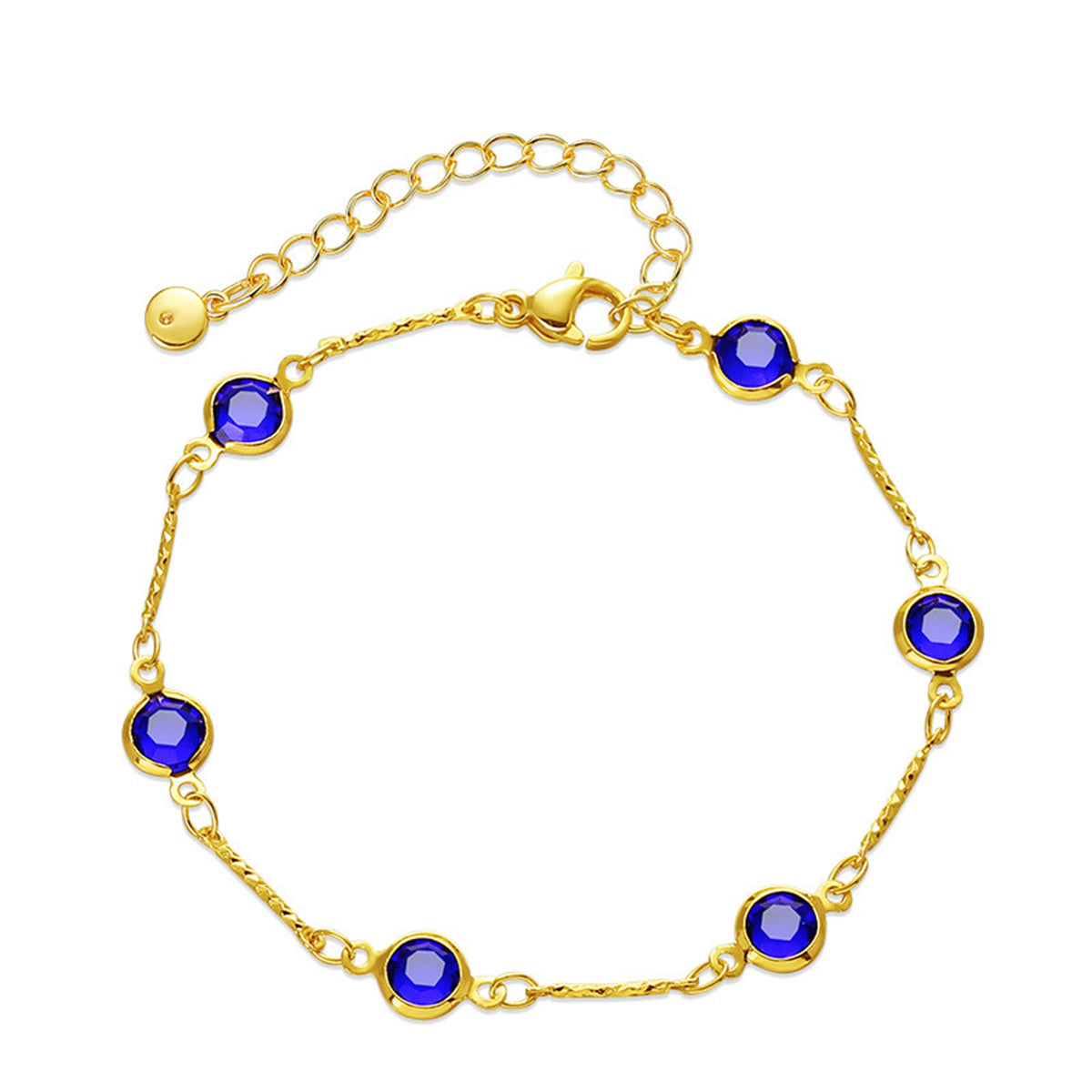 Purple Crystal and 18K Gold-Plated Station Bracelet, gold bracelet for women, everyday style, front view