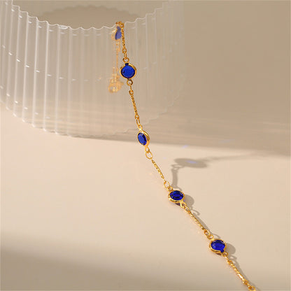 Purple Crystal and 18K Gold-Plated Station Bracelet, gold bracelet for women, everyday style, lifestyle look