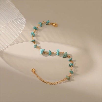 Blue Turquoise and 18K Gold-Plated Bracelet, gold bracelet for women, everyday style, lifestyle look