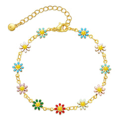 Aqua Enamel & 18K Gold-Plated Mum Station Bracelet