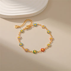 Aqua Enamel & 18K Gold-Plated Mum Station Bracelet