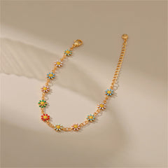 Aqua Enamel & 18K Gold-Plated Mum Station Bracelet