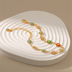 Aqua Enamel & 18K Gold-Plated Mum Station Bracelet