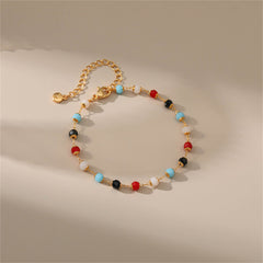 Red Acrylic & 18K Gold-Plated Multicolor Station Bracelet