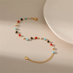 Red Acrylic & 18K Gold-Plated Multicolor Station Bracelet