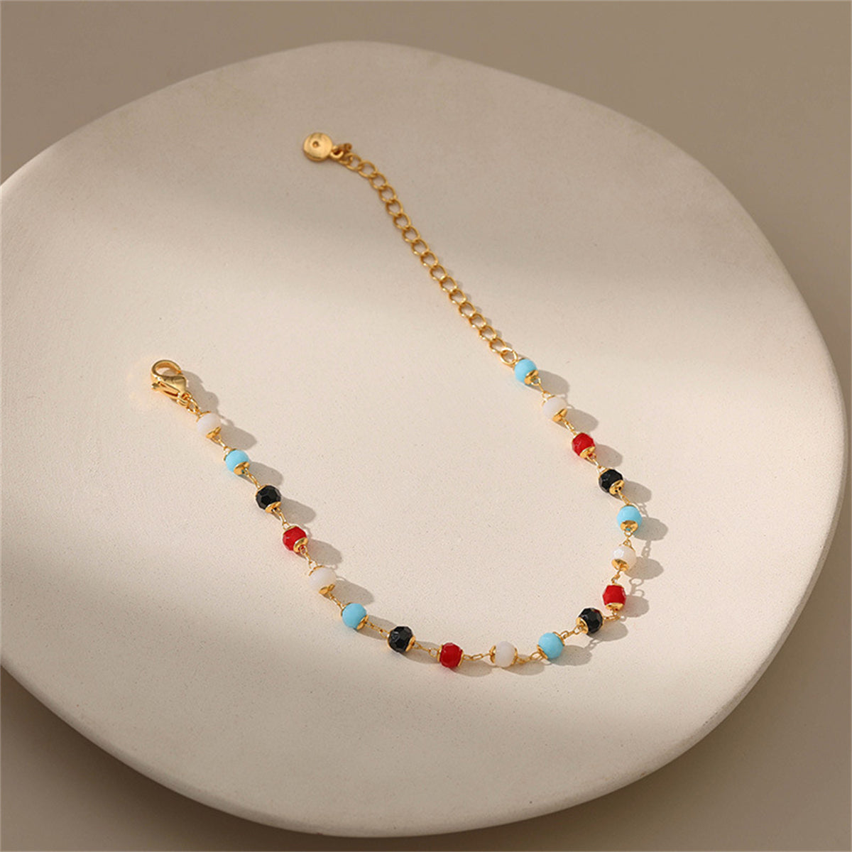 Red Acrylic & 18K Gold-Plated Multicolor Station Bracelet
