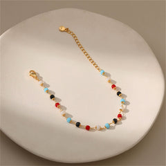 Red Acrylic & 18K Gold-Plated Multicolor Station Bracelet