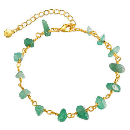 Green Resin and 18K Gold-Plated Bracelet, gold bracelet for women, botanical inspired, front view