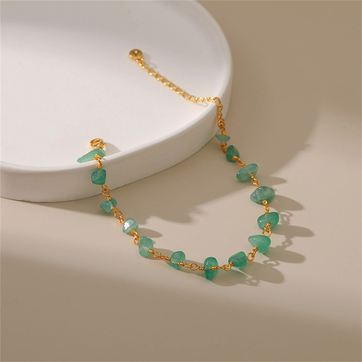 Green Resin and 18K Gold-Plated Bracelet, gold bracelet for women, botanical inspired, lifestyle look