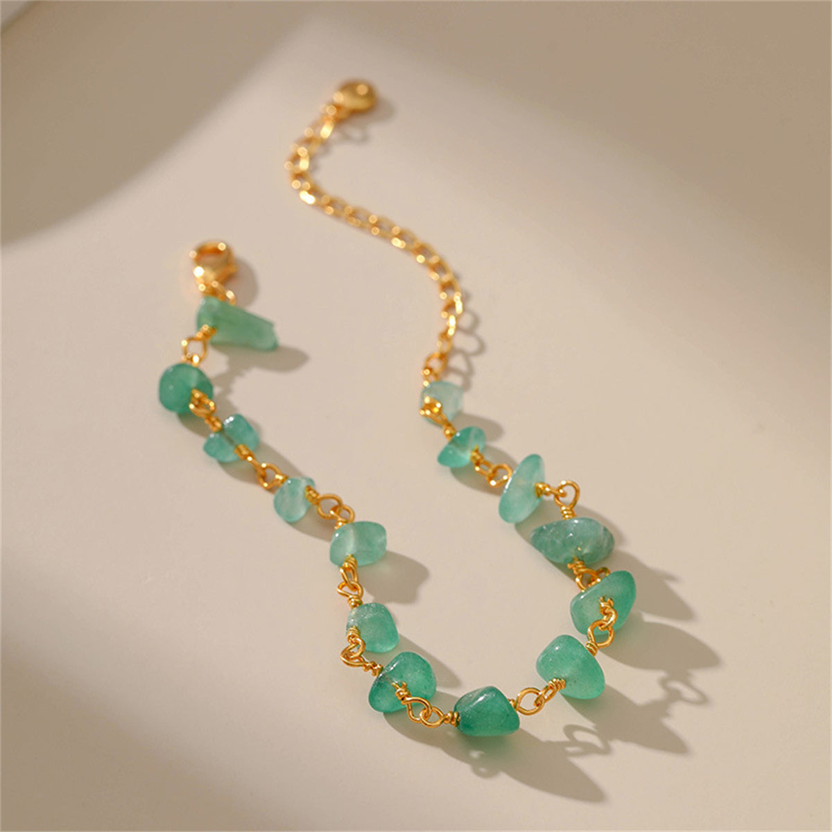 Green Resin and 18K Gold-Plated Bracelet, gold bracelet for women, botanical inspired, styled look