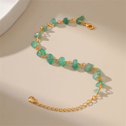 Green Resin and 18K Gold-Plated Bracelet, gold bracelet for women, botanical inspired, side view